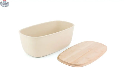 Large Bamboo Bread Box with Cutting Board (White) - Reversible Bamboo-Wood Lid, Durable Bamboo Fiber Bin - Shopthatapp.ca