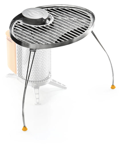 Biolite CampStove grill in yellow with a fade finish, portable camping cookware designed for outdoor cooking adventures.