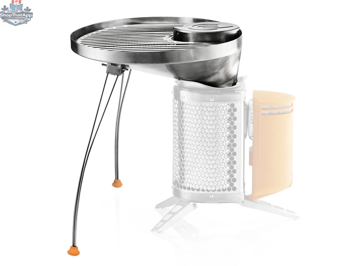 Biolite CampStove Grill in yellow with legs, portable camping cookware for outdoor cooking, by Dc Tackle & Outdoor Supply