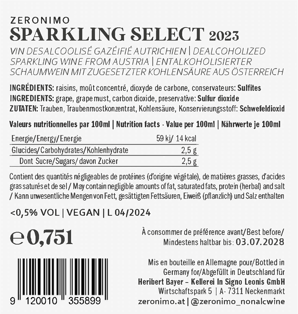 Zeronimo Sparkling Select - Premium Sparkling Beverage