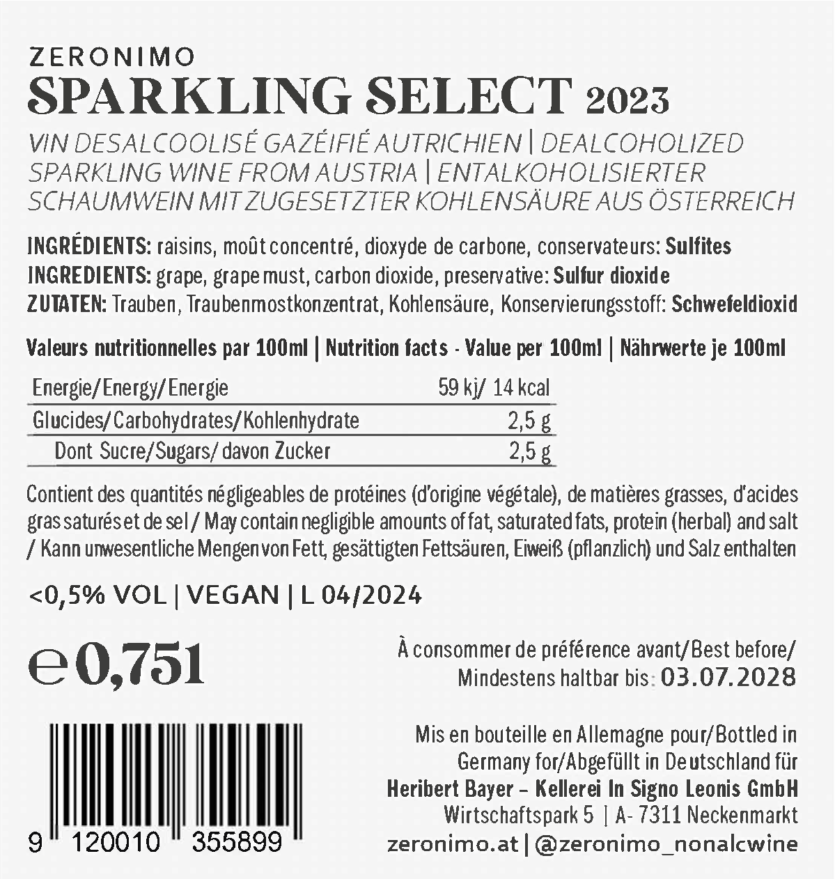 Zeronimo Sparkling Select - Premium Sparkling Beverage