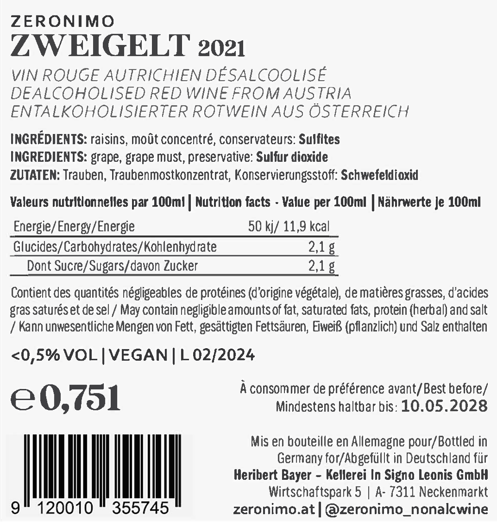 Zeronimo Zweigelt Wine - Premium Austrian Red Wine Experience