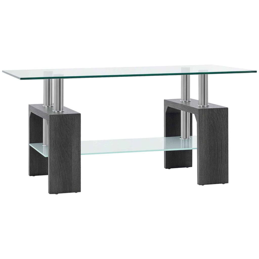 Sutton Rectangular Glass Coffee Table with Tempered Glass Top-Grey