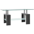 Sutton Rectangular Glass Coffee Table with Tempered Glass Top-Grey