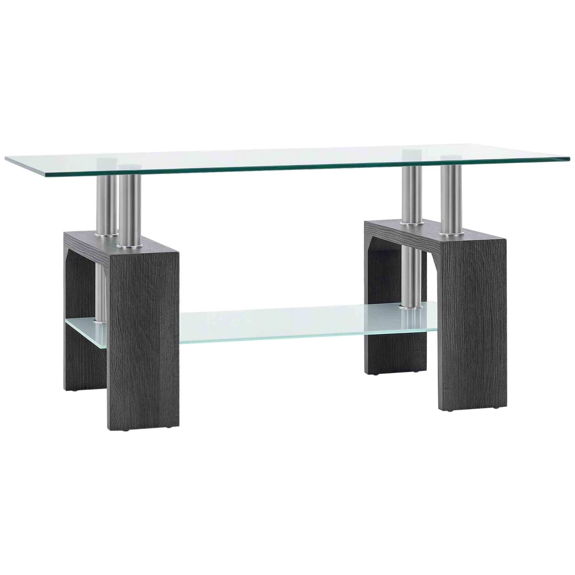 Sutton Rectangular Glass Coffee Table with Tempered Glass Top-Grey