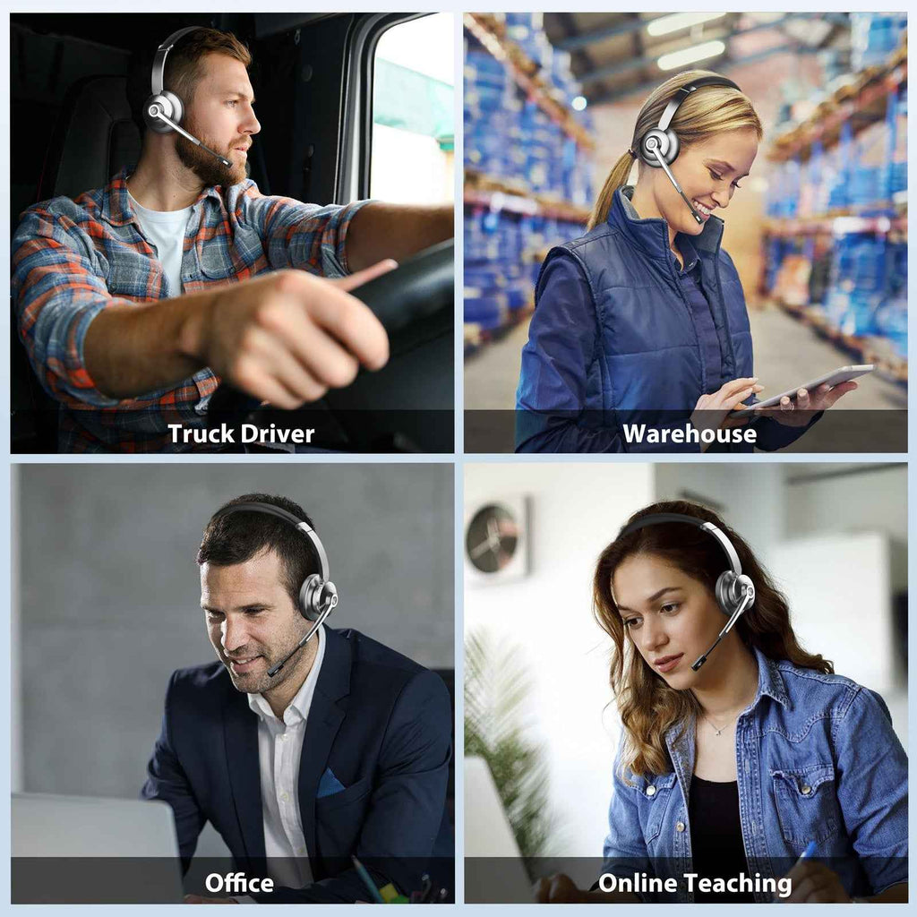 ProComm™ Professional Bluetooth Headset for Microsoft Teams & Call Centers – Wireless Headset with Noise-Cancelling Microphone, USB Dongle & Charging Base – Office, VoIP & Trucker Use