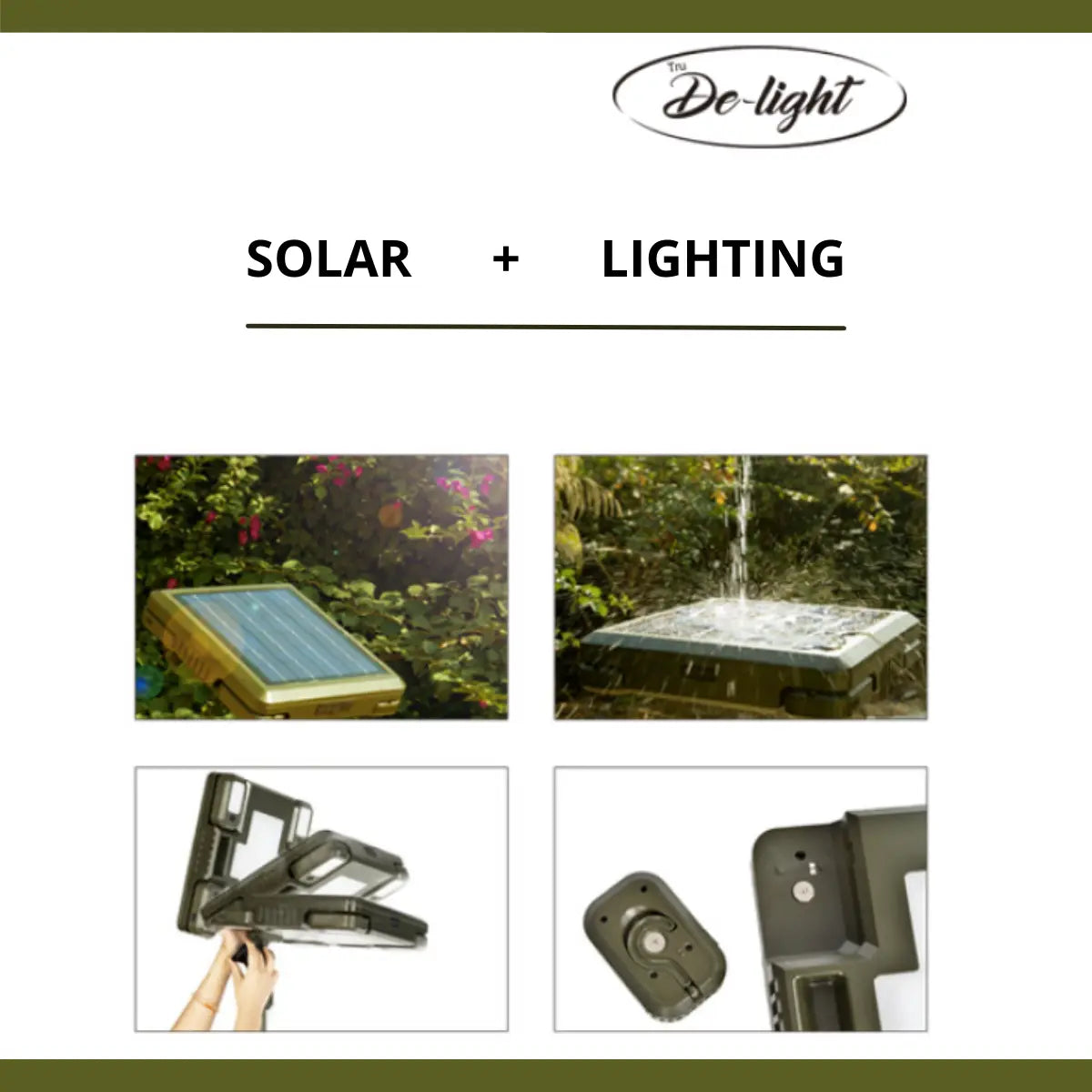 Zoppinh TRU De-Light WHITENIGHT LED solar garden camping light with four detachable side lights, tripod, and carrying bag.