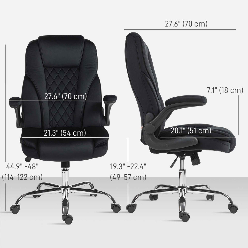 Hayden Executive Fabric Office Chair with Flip-up Armrest-Black