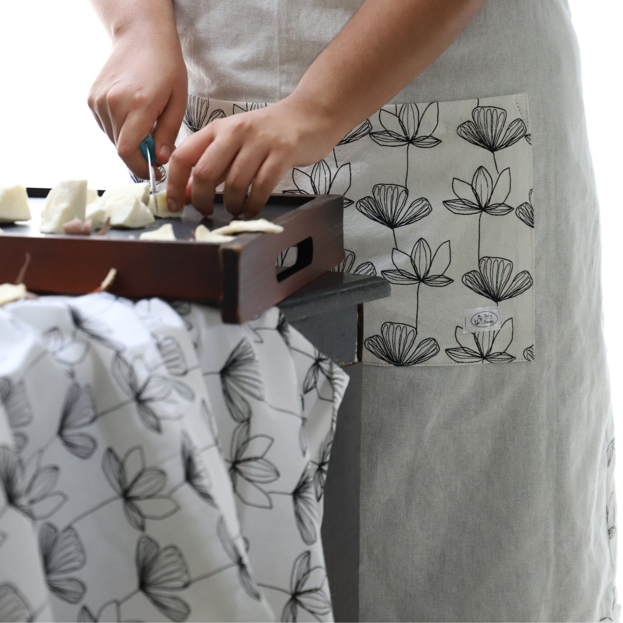 Designer B&W Flour Sack Aprons (3 Patterns) - Shopthatapp.ca