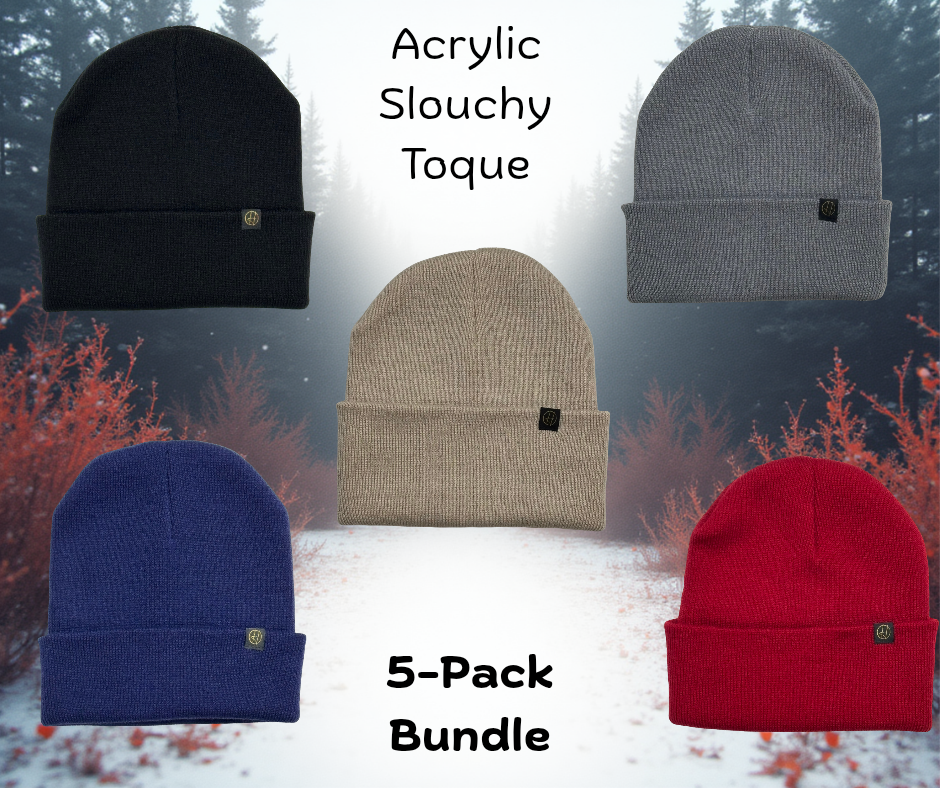 Acrylic Slouchy Toques - 5-Pack Bundle - Www.Shopthatapp.ca