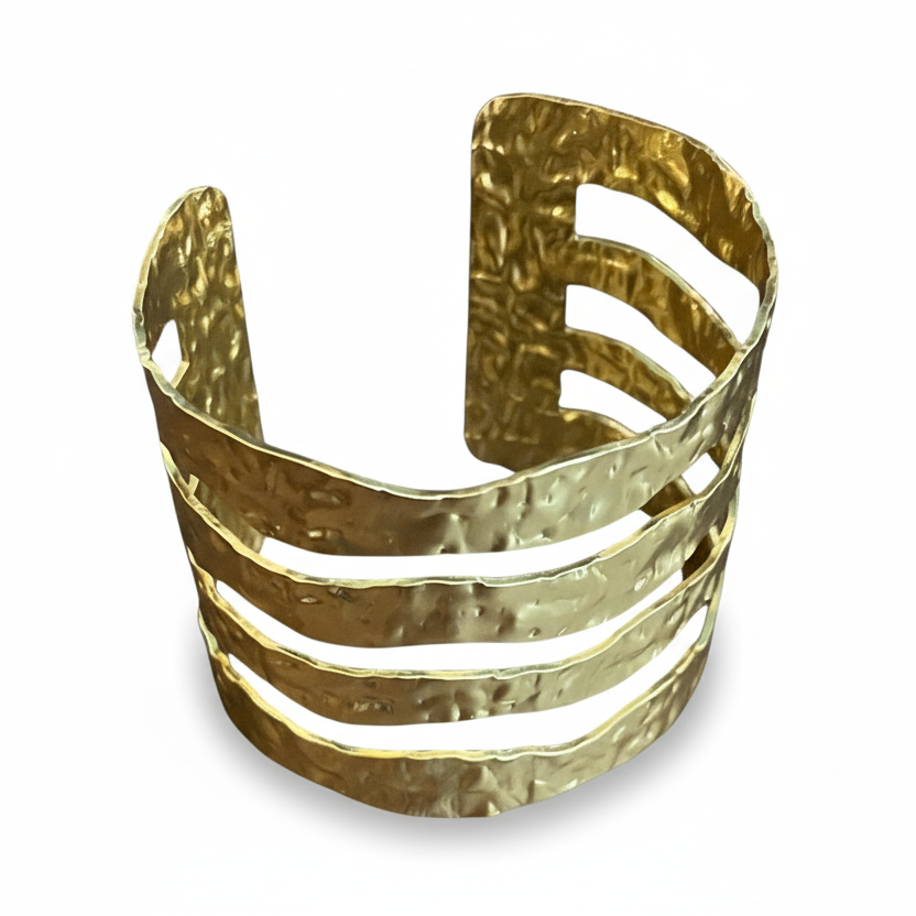 Large Four Bar Cuff Gold Stainless Steel Bracelet - Shopthatapp.ca