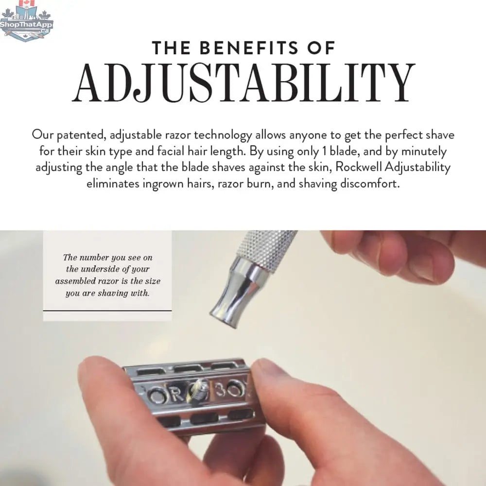 Rockwell 6S Adjustable DE Razor - Matte Stainless Steel with 6 Settings - Shopthatapp.ca