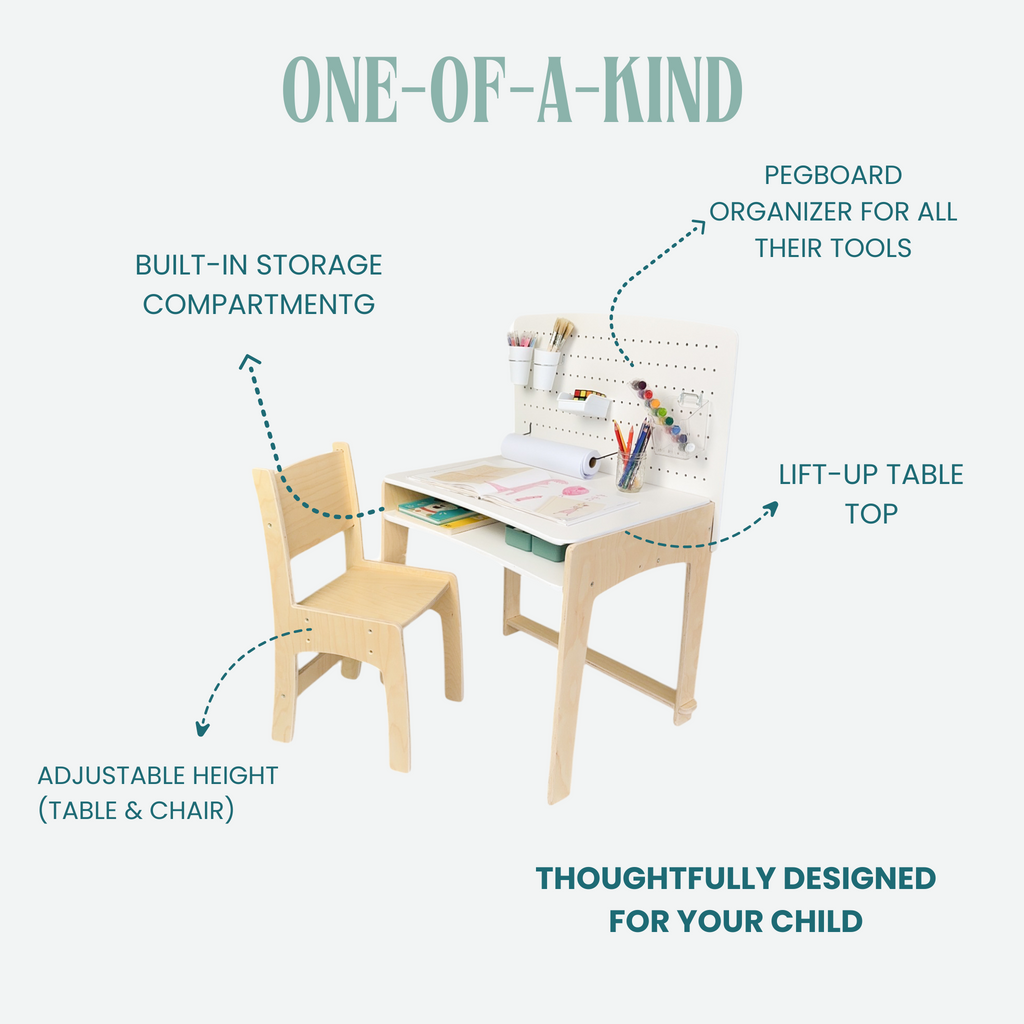 LUMEN Big Kid Desk and Chair | Adjustable Height Study Table for Growing Learnings - Shopthatapp.ca
