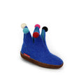 The Jester Felted Wool Slippers for Kids – Blue with Suede Leather Sole