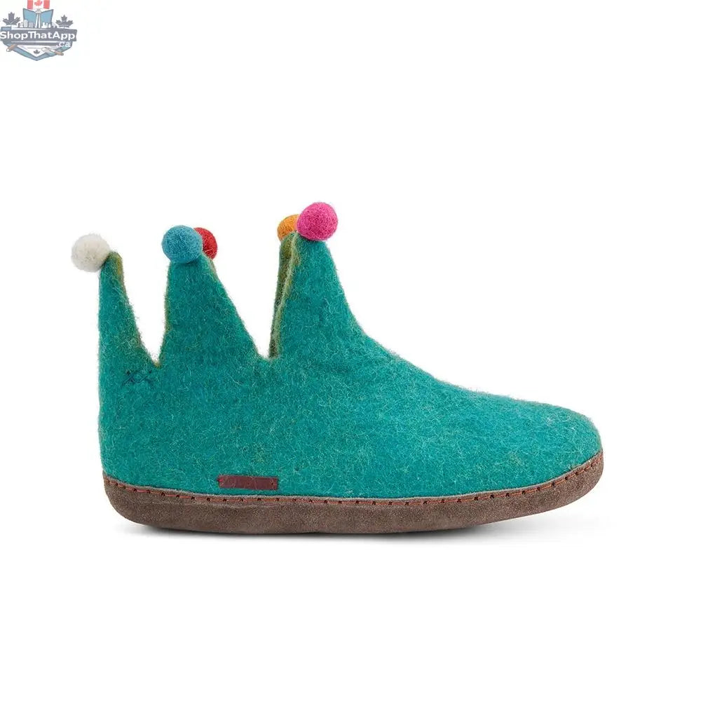 Cozy Light Blue Felted Wool Slippers – The Jester with Suede Sole - Shopthatapp.ca