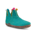 Cozy Light Blue Felted Wool Slippers – The Jester with Suede Sole
