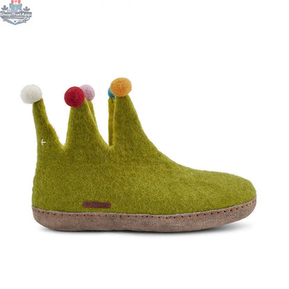 The Jester Felted Wool Slippers – Lime Green, Suede Sole - Shopthatapp.ca