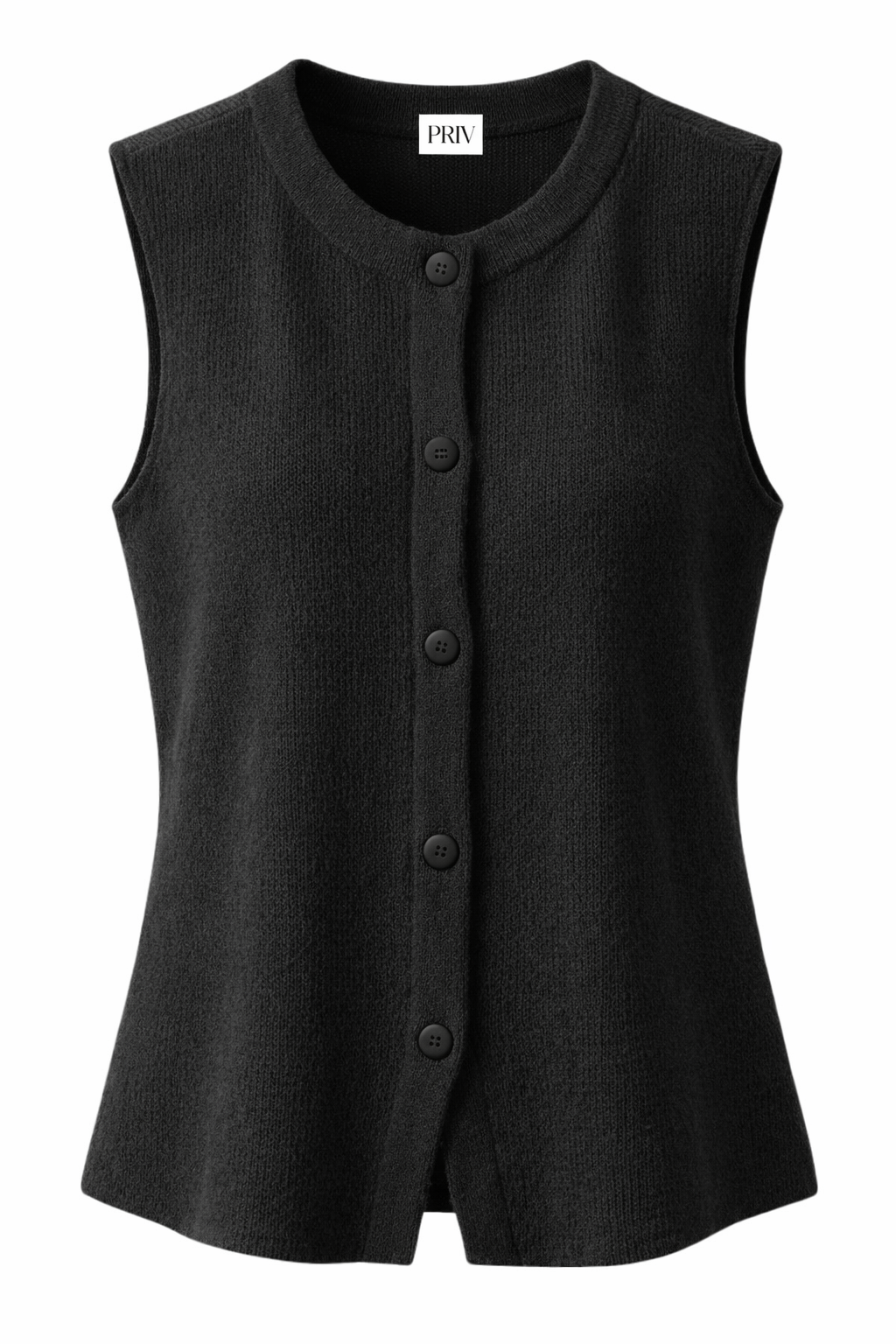 Bezla Black Sleeveless Knit Vest Top - Button Front Design - Shopthatapp.ca