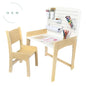 Birch-white Sapiens Child LUMEN big kid desk with adjustable height and matching chair, featuring a pegboard for organization.