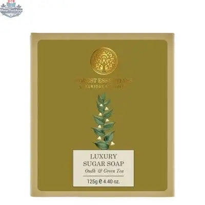 Forest Essentials Oudh Green Tea soap bar by Prithvi Mart, featuring luxurious herbal ingredients for nourished, healthy skin.
