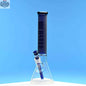 Blue frosted glass beaker bong by Castle Glassworks, 16-inch tube with vibrant blue background, designed for enhanced smoking experience.