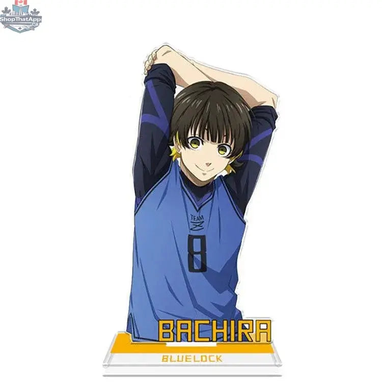 Blue Lock anime acrylic stand featuring vibrant character design, collectible Chara stand from Doki Doki Land.