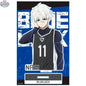 Blue Lock anime acrylic stand featuring vibrant character design, collectible figure from Doki Doki Land in blue and white hues.
