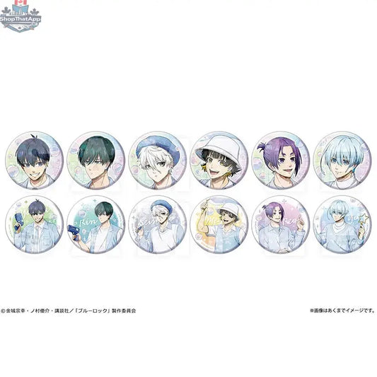 Blue Lock anime collectible badge featuring soap bubbles design, hologram tin badge from Doki Doki Land's trading series.