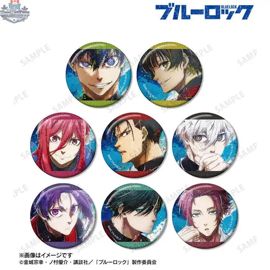 Blue Lock anime badge featuring trading grunge design on canvas tin, collectible item from Doki Doki Land.
