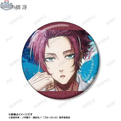 Blue Lock anime badge featuring a trading grunge design on canvas tin, collectible merchandise from Doki Doki Land.