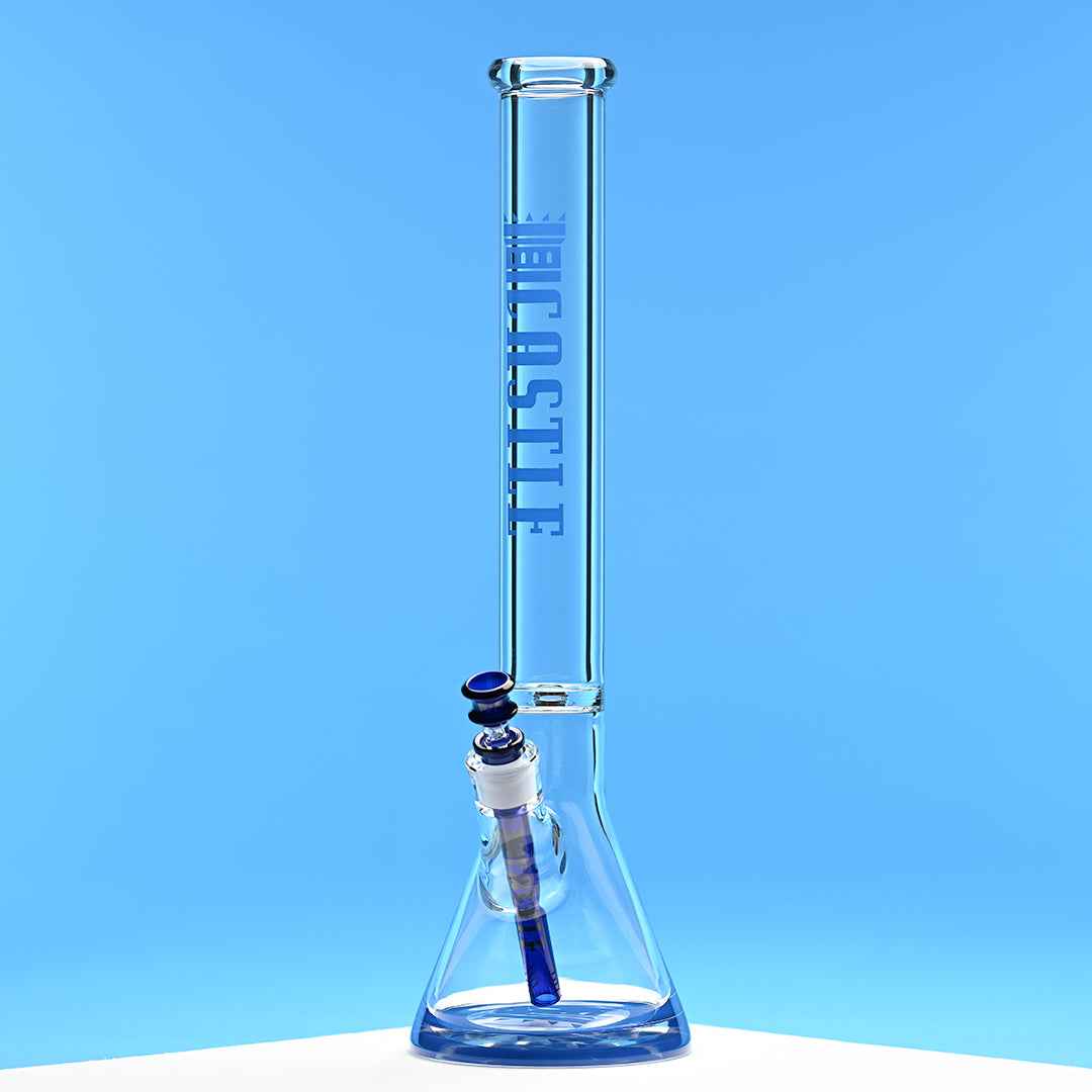 18" 9mm Thick Glass Beaker Bong with Colored Logo