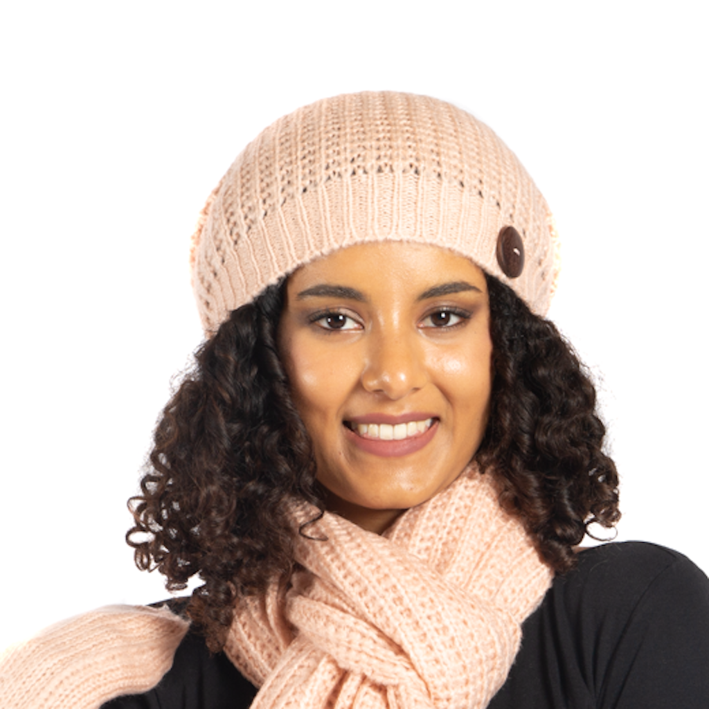 Simple Knit Hat With Button - Shopthatapp.ca