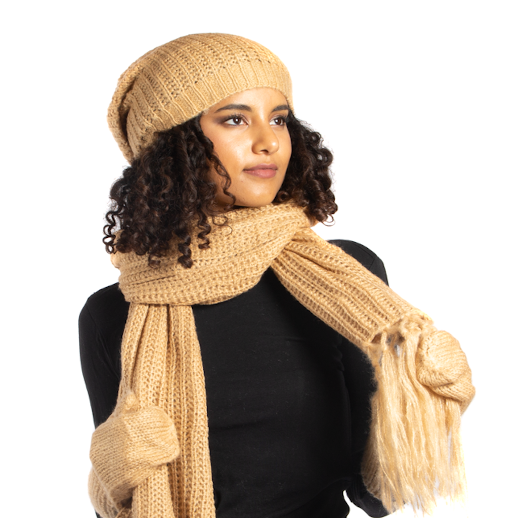 Simple Knit Hat With Tie Back - Shopthatapp.ca