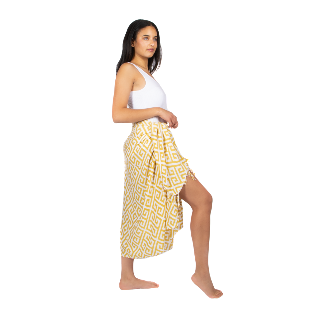 Geometric Print Yellow Sarong for Trendy Summer Style - Shopthatapp.ca