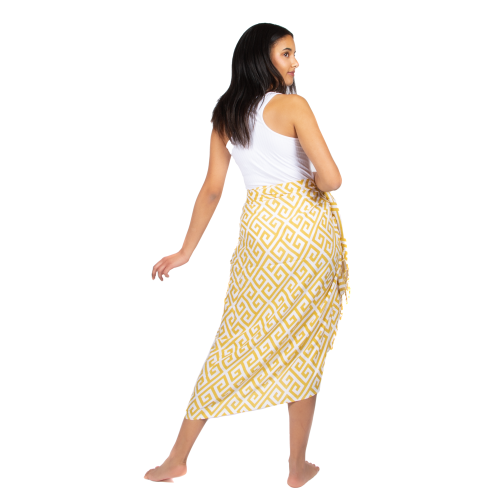 Geometric Print Yellow Sarong for Trendy Summer Style - Shopthatapp.ca