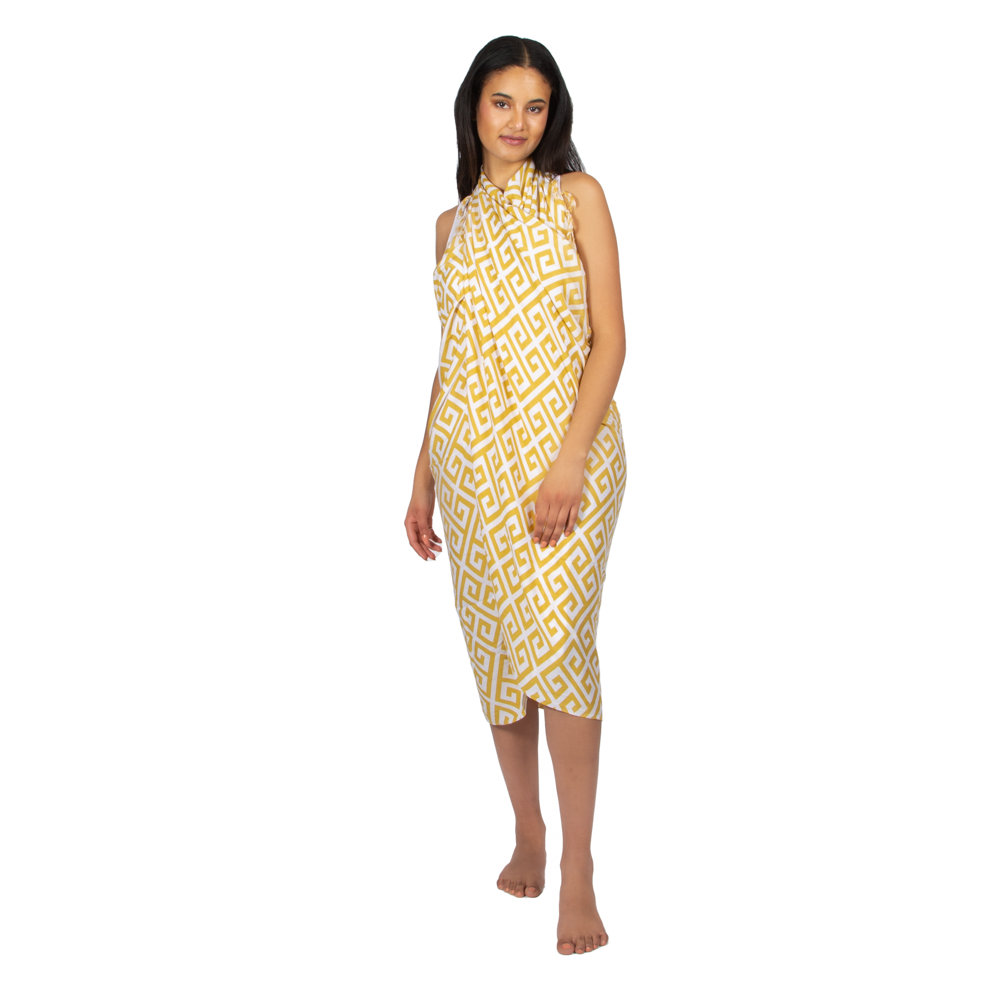 Geometric Print Yellow Sarong for Trendy Summer Style - Shopthatapp.ca