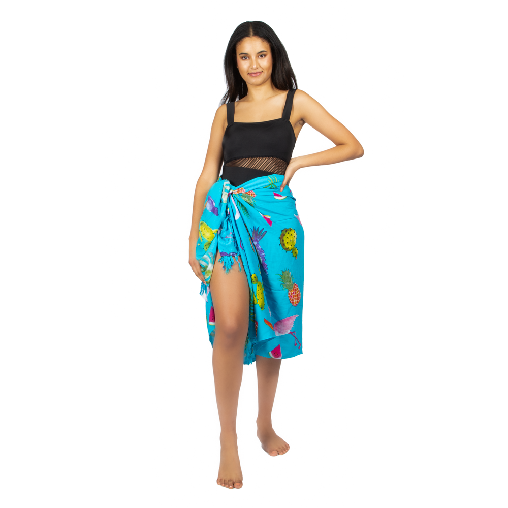 Flamingo Print Sarong in Turquoise - Tropical Beach Cover-Up for Stylish Summer Relaxation - Shopthatapp.ca