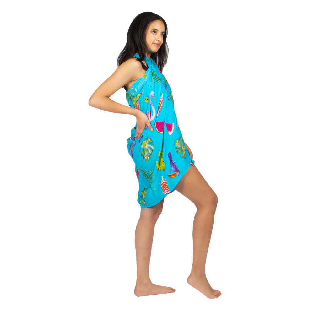 Flamingo Print Sarong in Turquoise - Tropical Beach Cover-Up for Stylish Summer Relaxation - Shopthatapp.ca