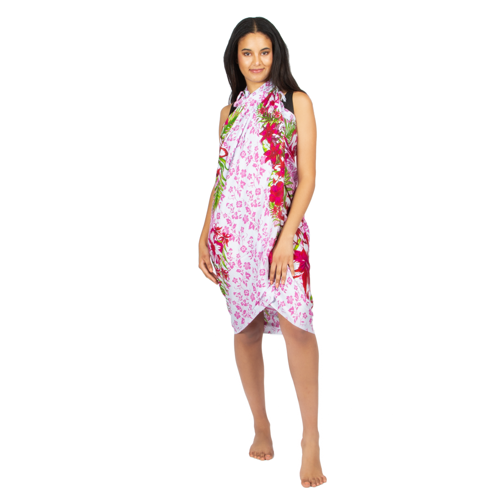 Mandala & Flower Print Sarong - Pink with Purple Tie Dye Bandana Accent - Shopthatapp.ca
