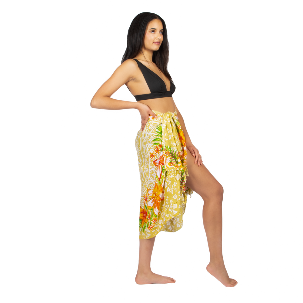 Mandala Flower Print Sarong in Vibrant Yellow - Shopthatapp.ca