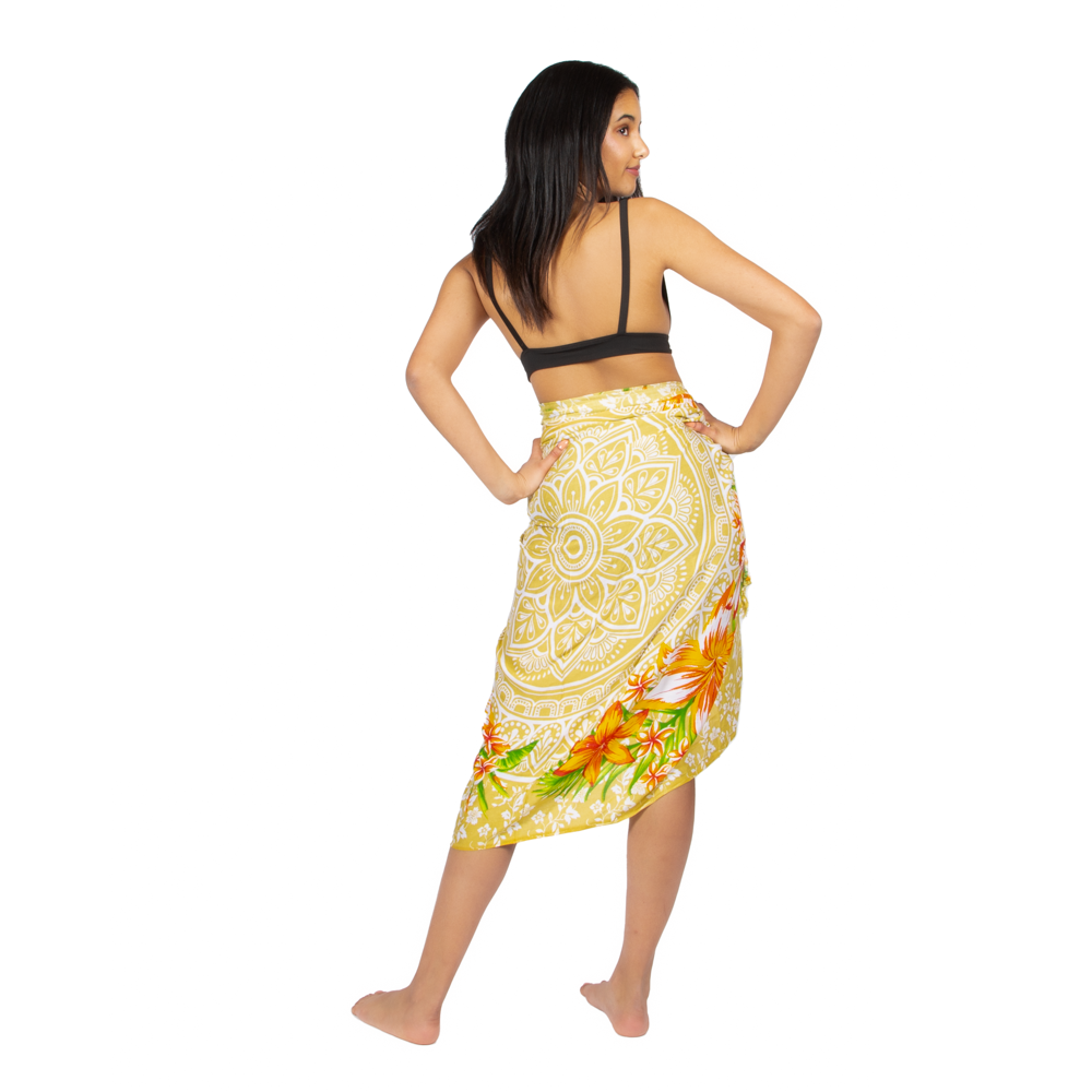 Mandala Flower Print Sarong in Vibrant Yellow - Shopthatapp.ca