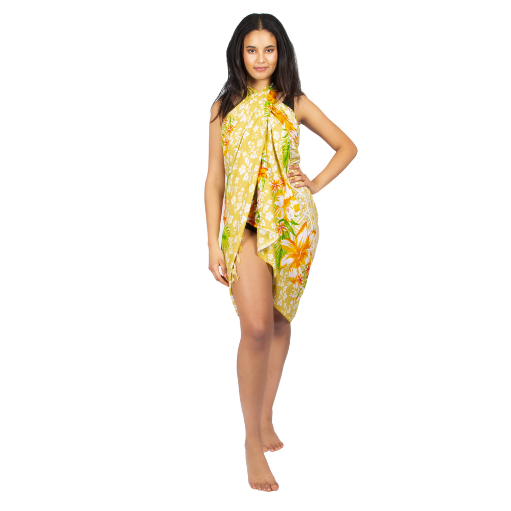 Mandala Flower Print Sarong in Vibrant Yellow - Shopthatapp.ca