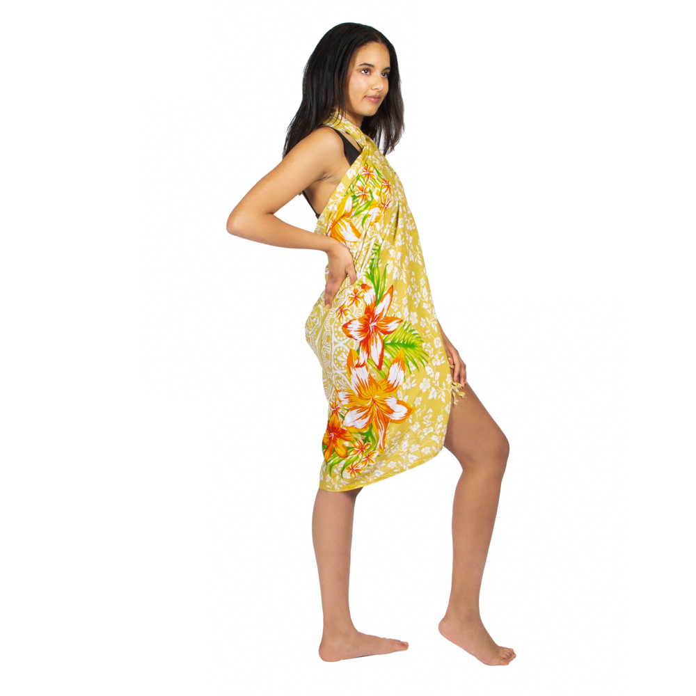 Mandala Flower Print Sarong in Vibrant Yellow - Shopthatapp.ca