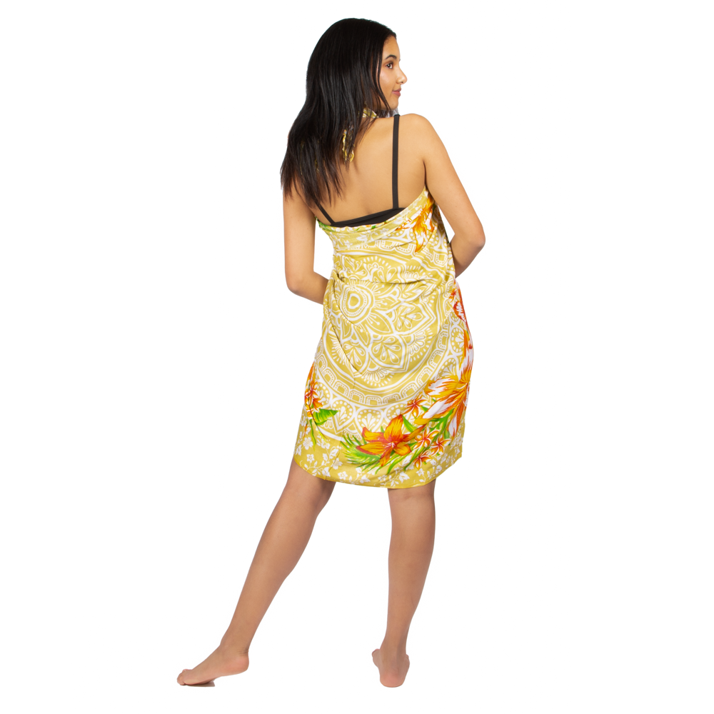 Mandala Flower Print Sarong in Vibrant Yellow - Shopthatapp.ca