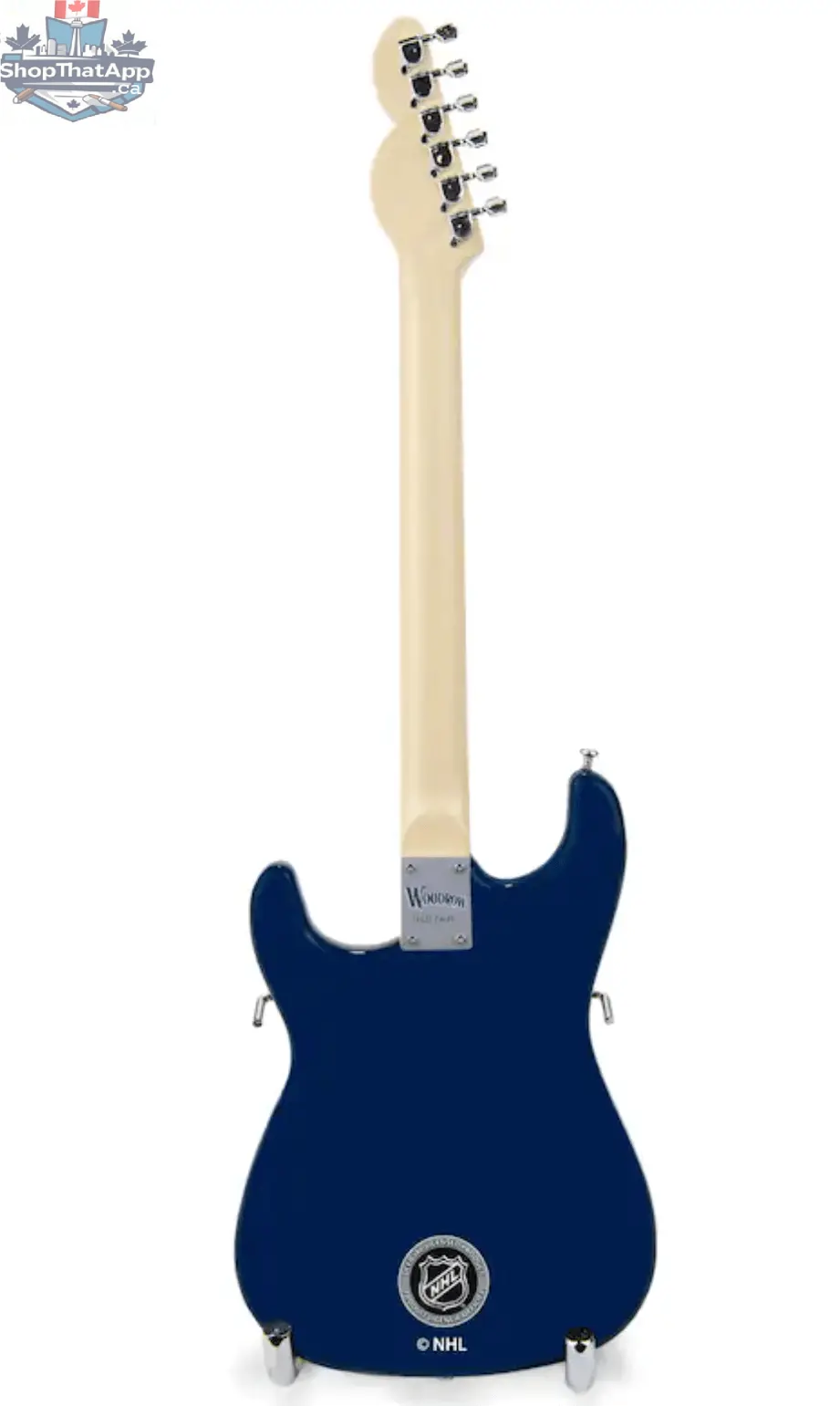 Blue Montreal Canadiens Mini Guitar by Little Guitars, 10-inch collectible mini guitar with team logo and design visible in the image.
