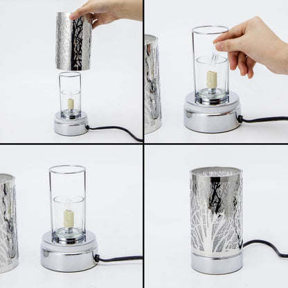 7" touch lamp-Fragrance Wax Melts Warmer -Electric Candle Essential Oil Burner-Metal Silver Sunflower Table Decor