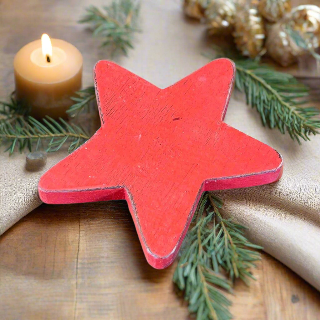 Wooden Star Decoration - Charming Flat Star Decal for Home Decor - Shopthatapp.ca