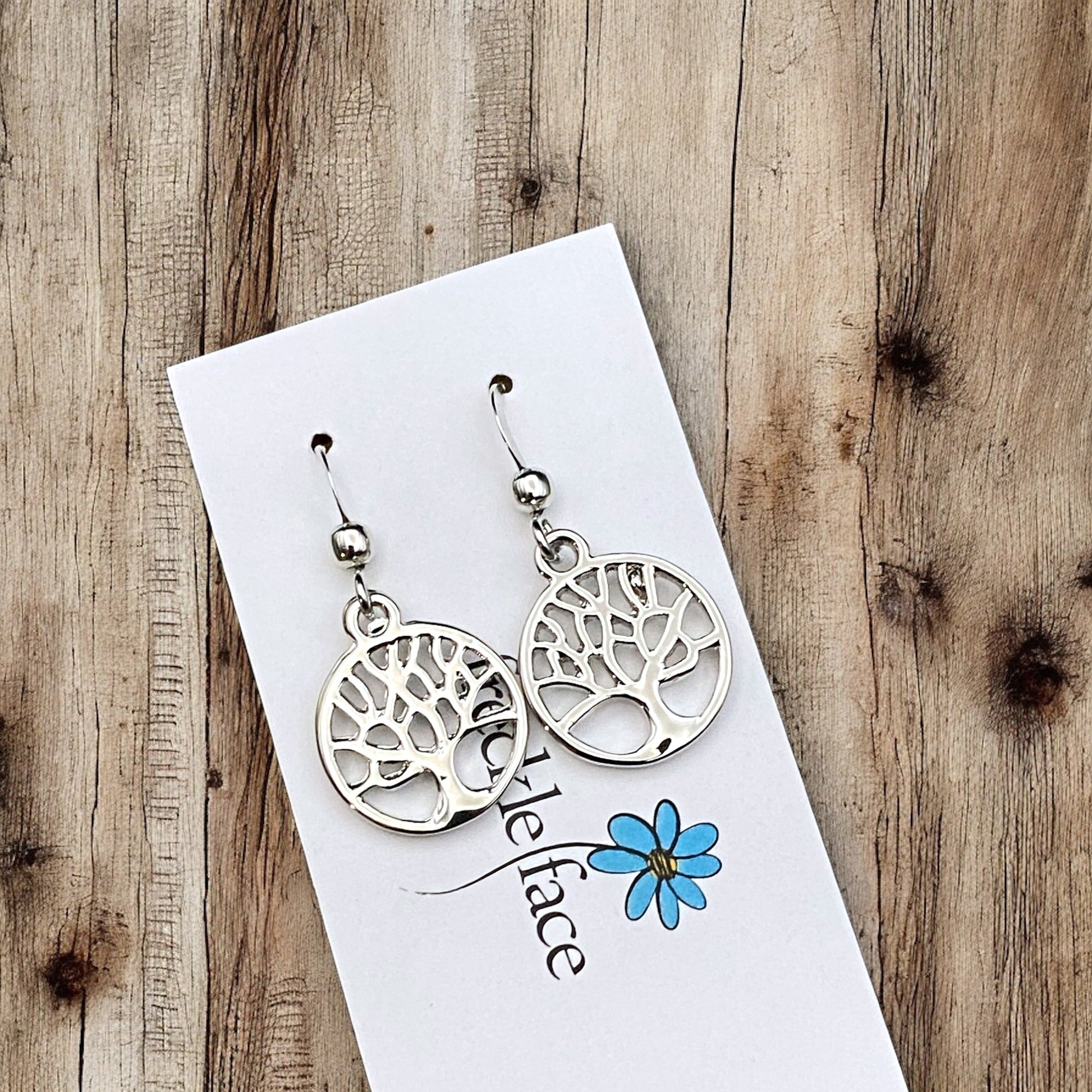 Tree Silhouette Earrings in Matte & Polished Silver Options - Shopthatapp.ca
