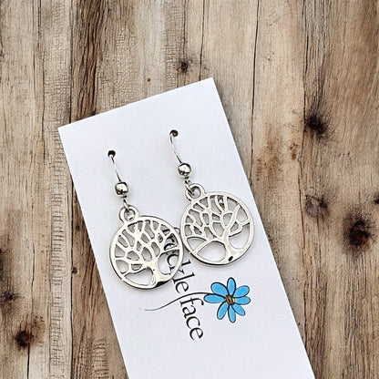 Tree Silhouette Earrings in Matte & Polished Silver Options - Shopthatapp.ca