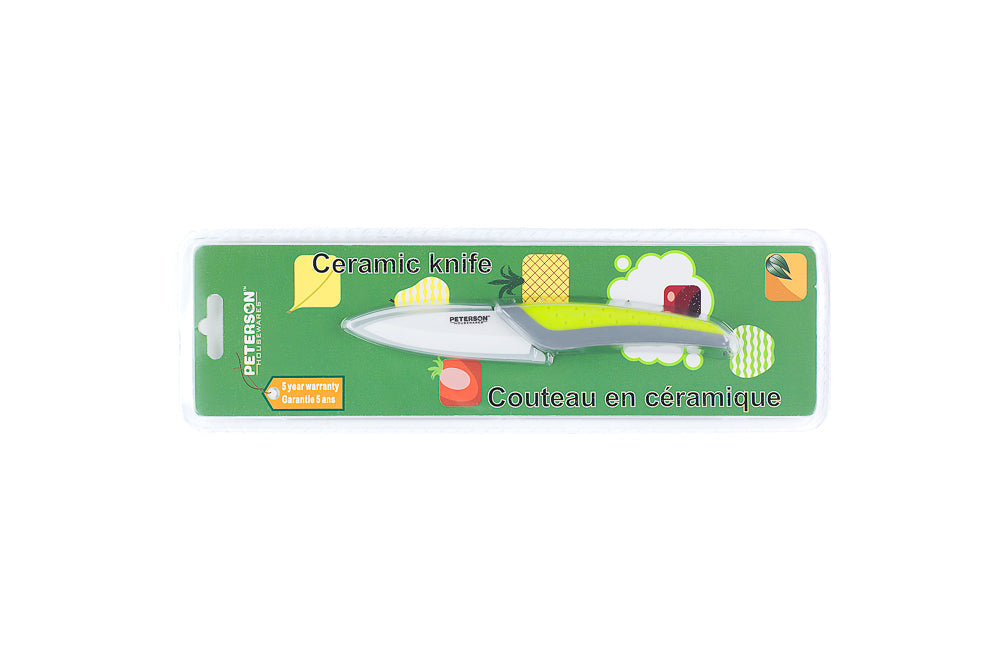Ceramic Kitchen Knife with Soft Touch Handle - 3" Sharp White Blade and Ergonomic Design